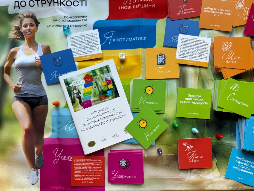 Сходинки до стрункості — ігрове поле крупним планом, картка Мотиватор