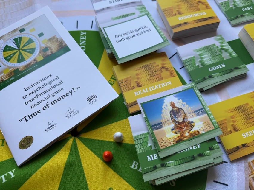 Time is Money — game board and card decks with tokens