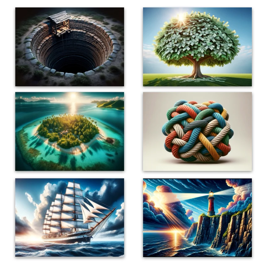 Metaphorical associative cards “Goal Metaphors” — sample cards, 2
