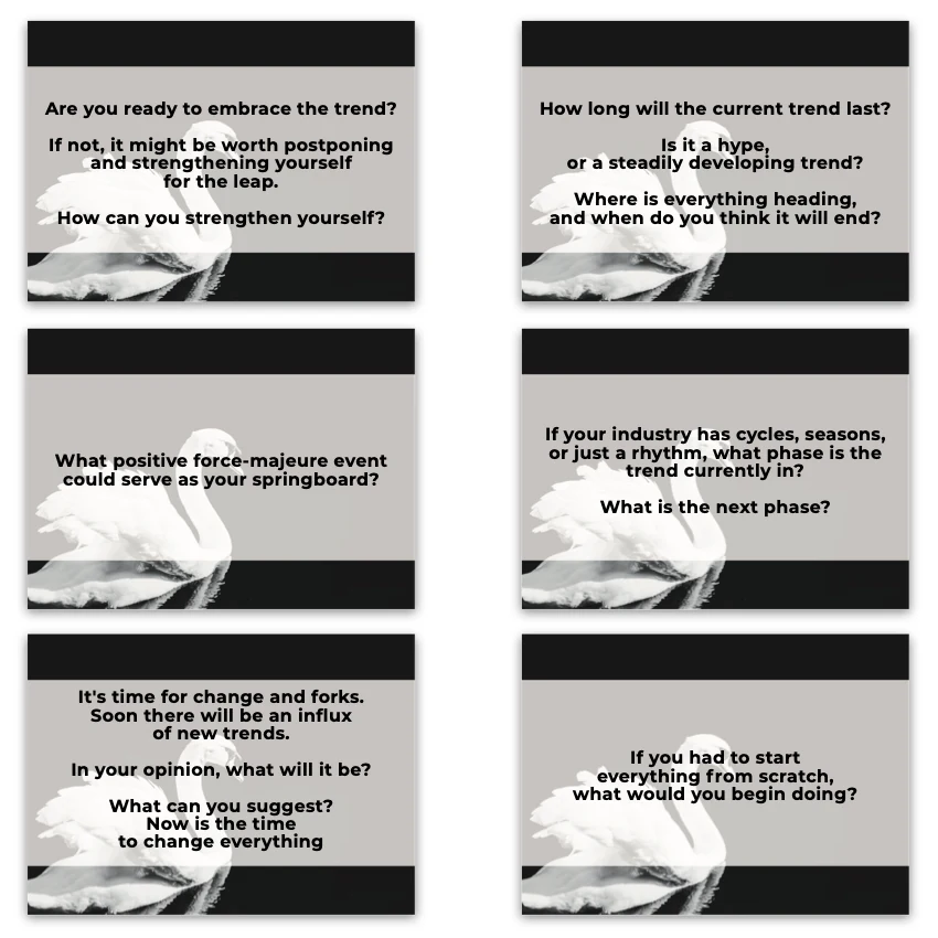 Metaphorical associative cards “Business Forecasts, Trends & Risks” — sample cards, 2