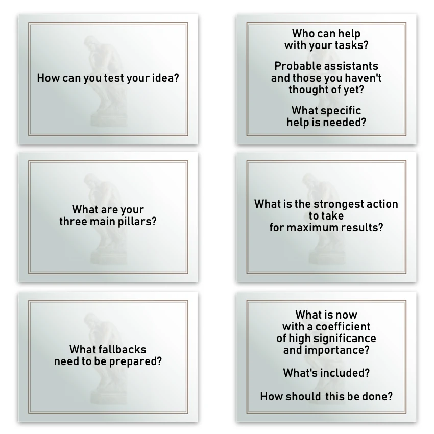 Metaphorical associative cards “Advancing Strategic Questions” — sample cards, 1
