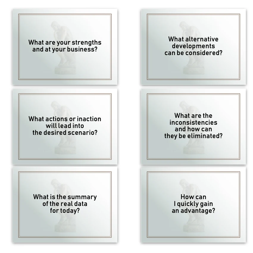 Metaphorical associative cards “Advancing Strategic Questions” — sample cards, 2