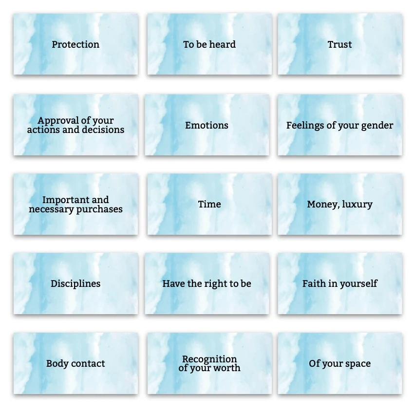 Metaphorical associative cards “Childhood Deficits” — sample cards, 4