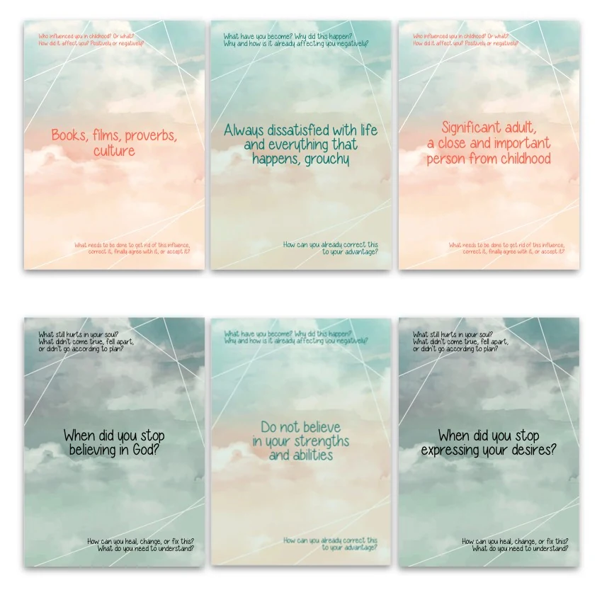 Metaphorical associative cards “Childhood Influences & Consequences” — sample cards, 1