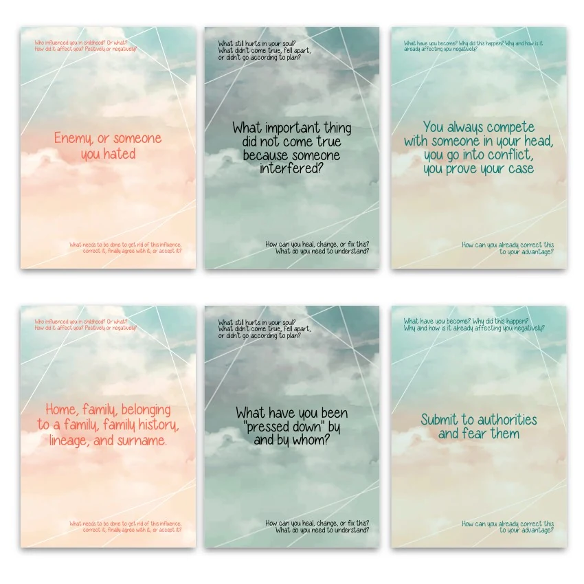 Metaphorical associative cards “Childhood Influences & Consequences” — sample cards, 2