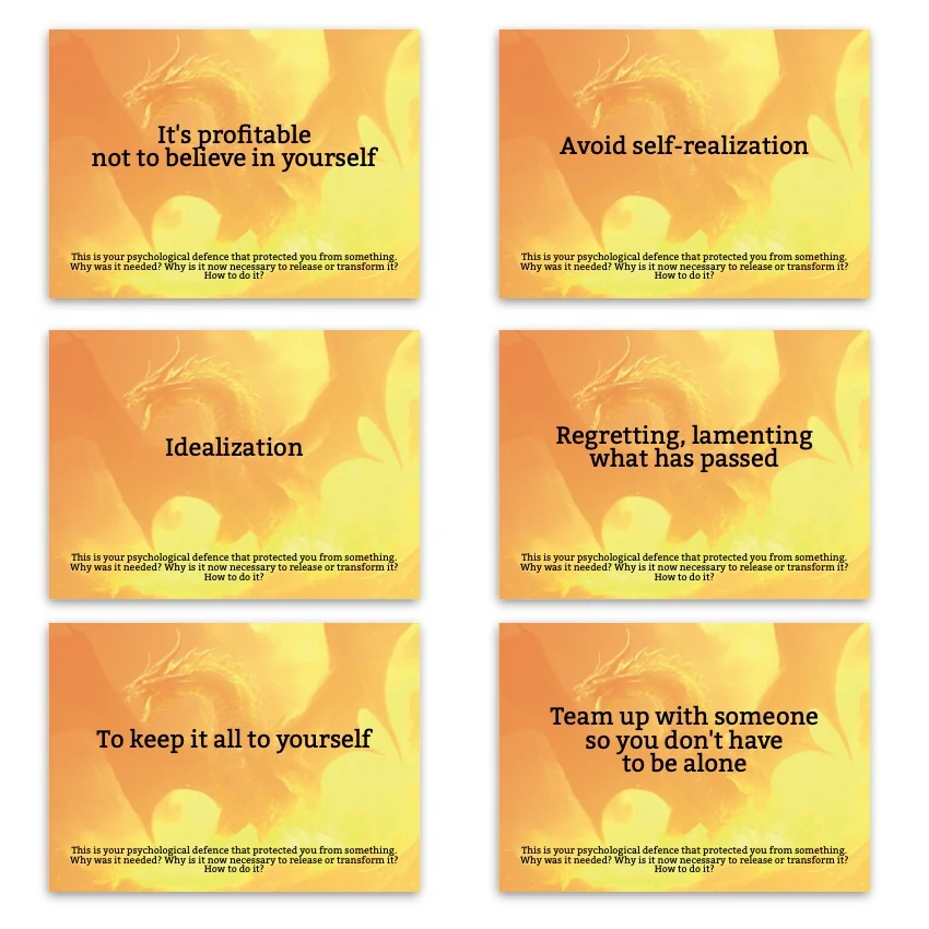 Metaphorical associative cards “Psychological Defenses of the Inner Child” — sample cards, 1