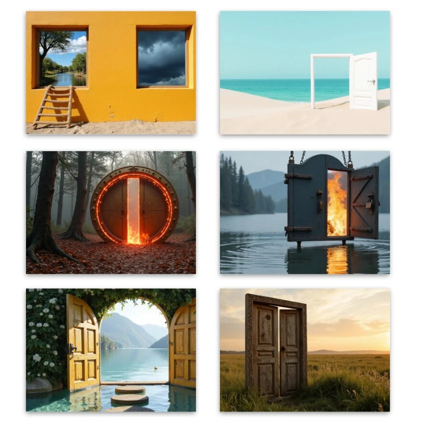 Metaphorical associative cards “Doors & Windows of Opportunity” — sample cards, 2