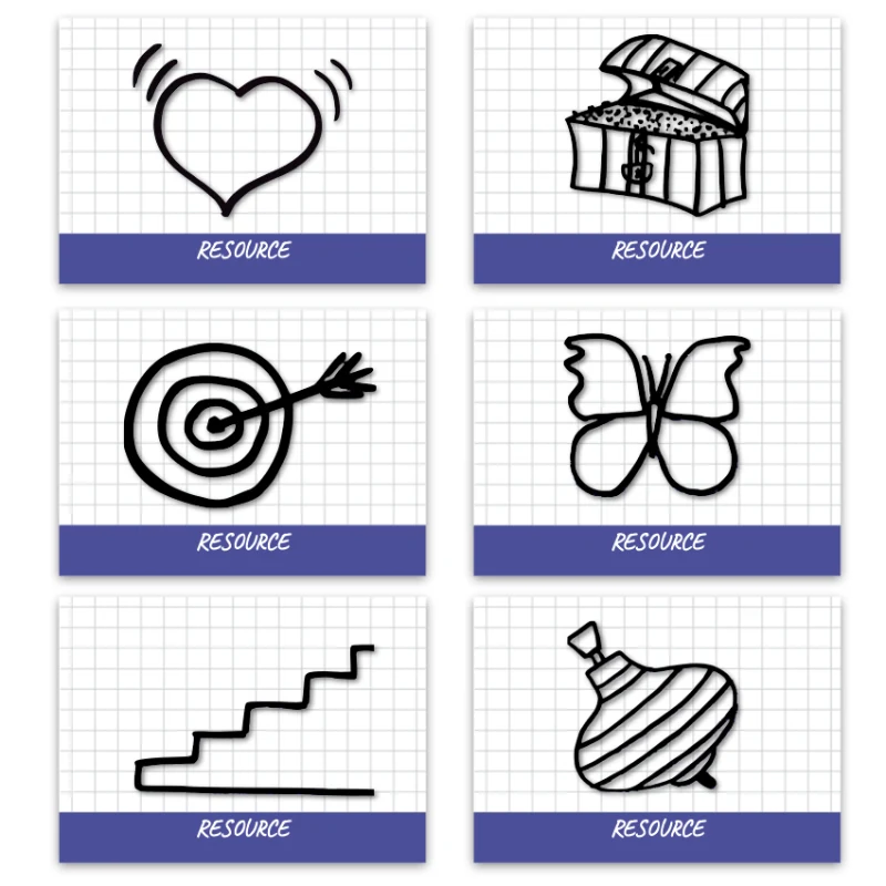 Metaphorical associative cards “Tips & Resources” — sample cards, 2