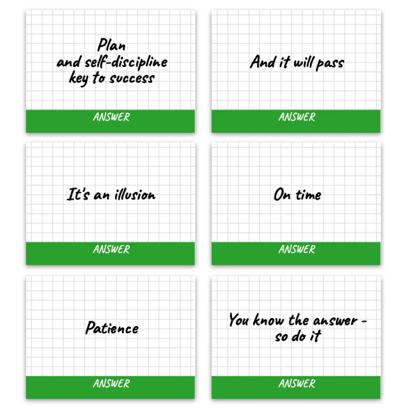 Metaphorical associative cards “Questions & Answers” — sample cards, 1