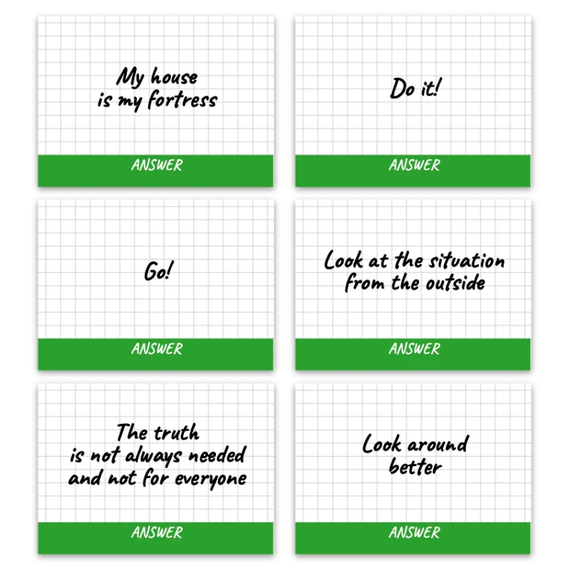 Metaphorical associative cards “Questions & Answers” — sample cards, 2