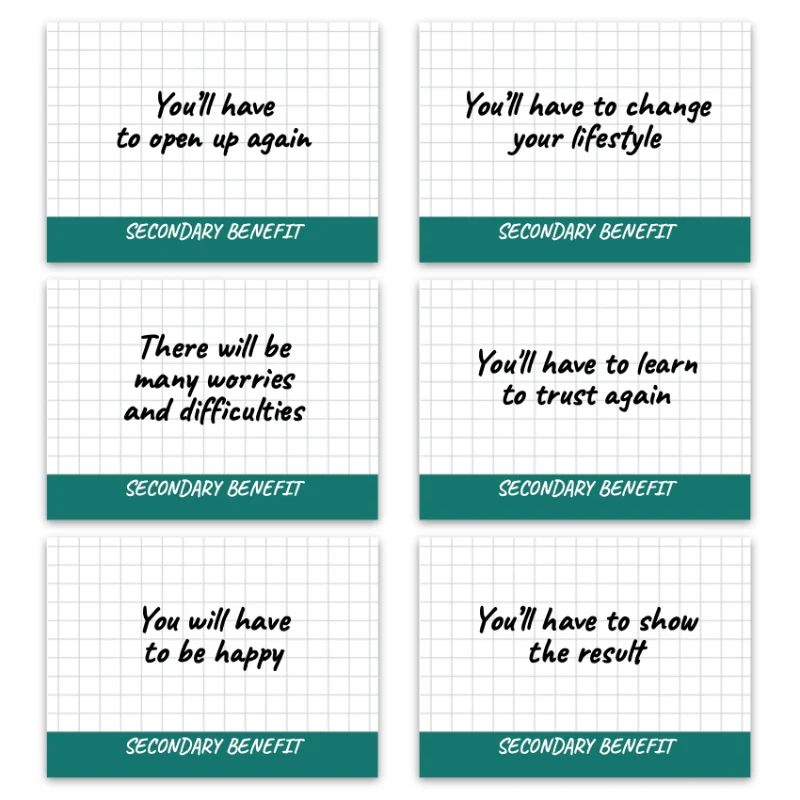Metaphorical associative cards “Fears & Secondary Benefits” — sample cards, 2
