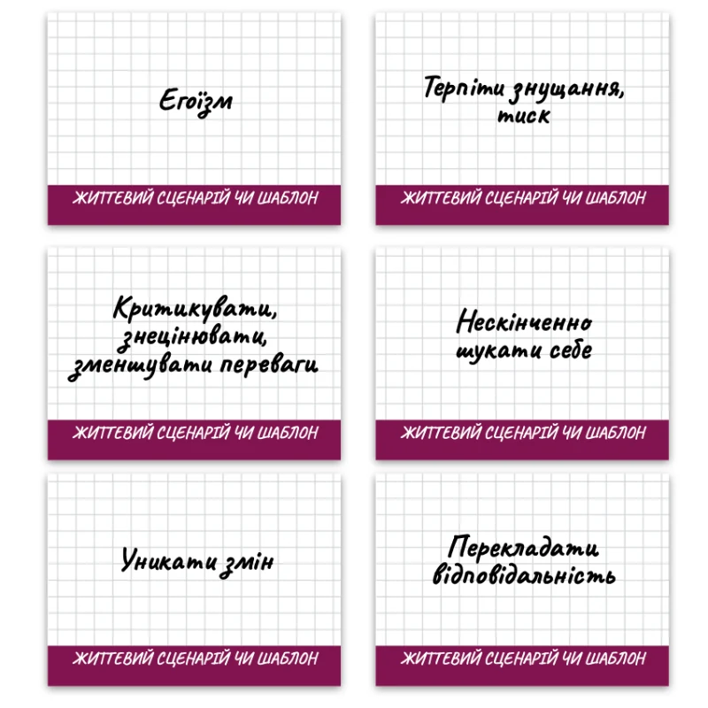 Метафоричні асоціативні карти «Життєві сценарії, Шаблони, Установки» — приклади карт, 1