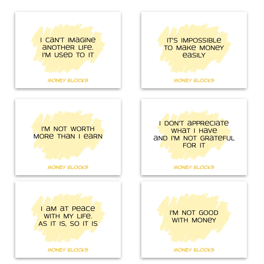 Metaphorical associative cards “Money Blocks” — sample cards, 1
