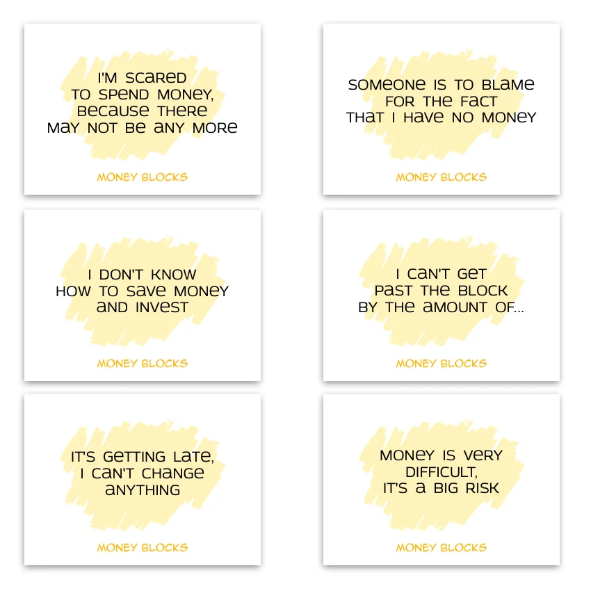 Metaphorical associative cards “Money Blocks” — sample cards, 2
