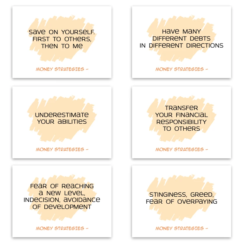 Metaphorical associative cards “Money Strategies” — sample cards, 2