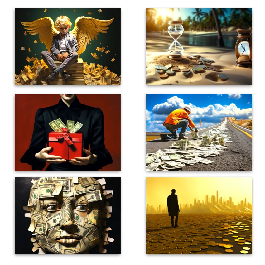 Metaphorical associative cards “Me and Money” — sample cards, 2