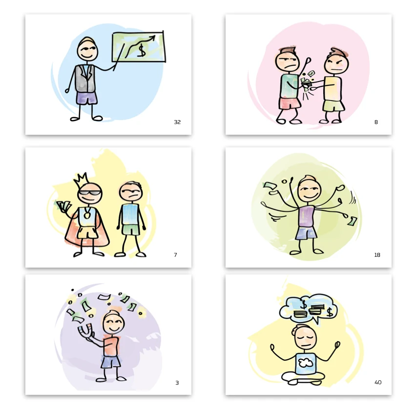 Metaphorical associative cards “Dances with Money” — sample cards, 1
