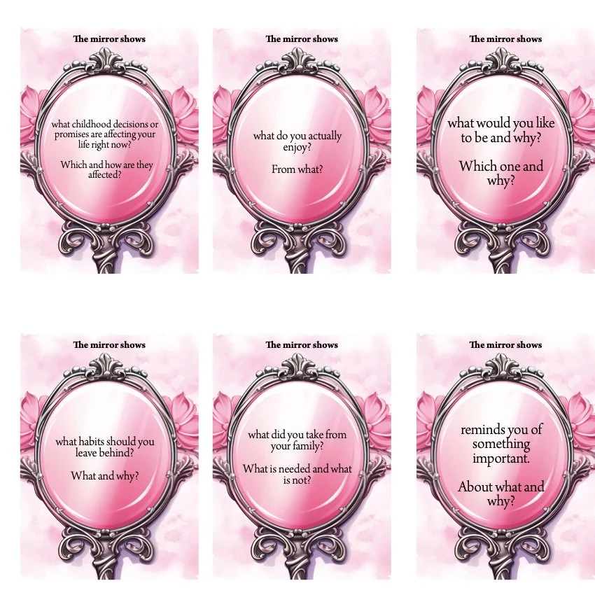 Metaphorical associative cards “The Female Mirror of Truth” — sample cards, 1