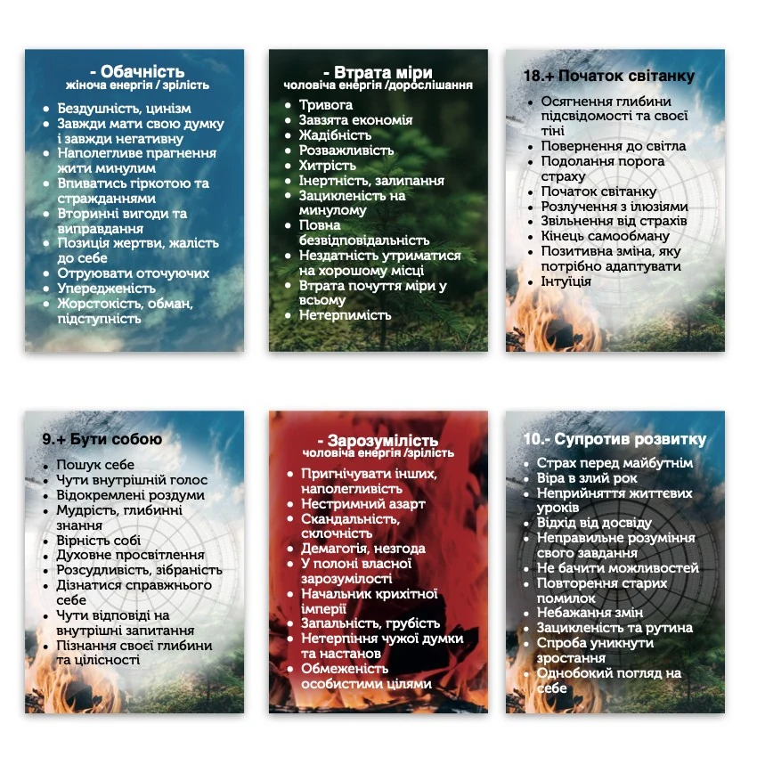 Metaphorical associative cards “Energies and Life Cycles” — sample cards, 2