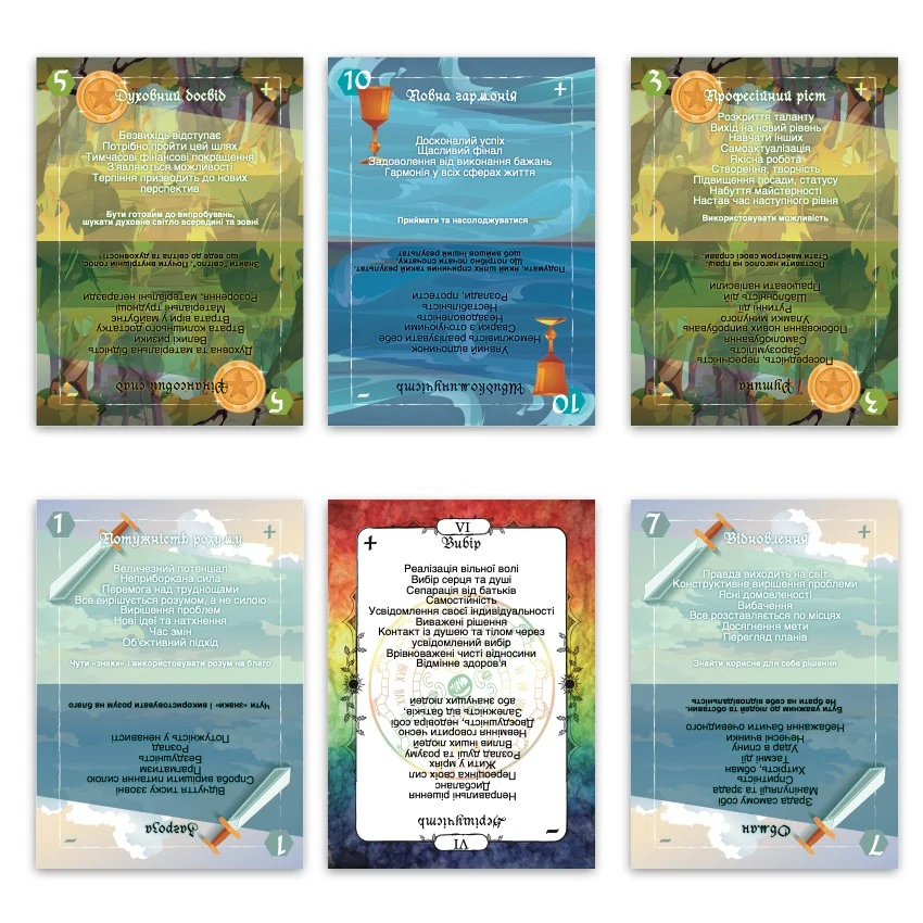 Metaphorical associative cards “Textual TAROT. Description of Meanings” — sample cards, 2